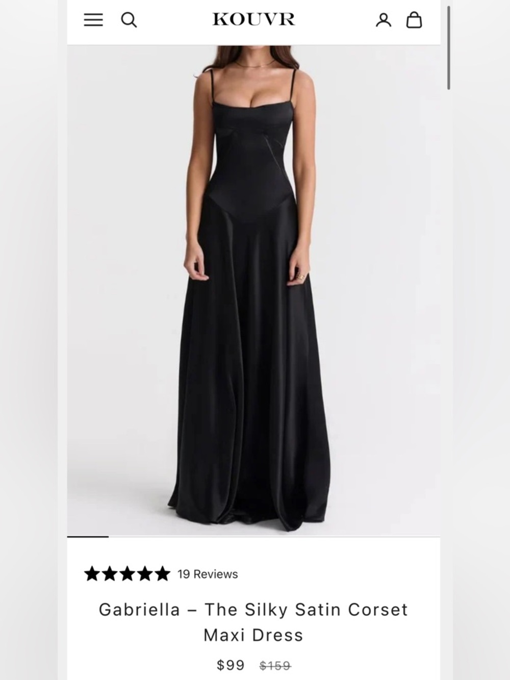 Sleek Black Satin Spaghetti-Strap Evening Gown - Picture 3 of 5